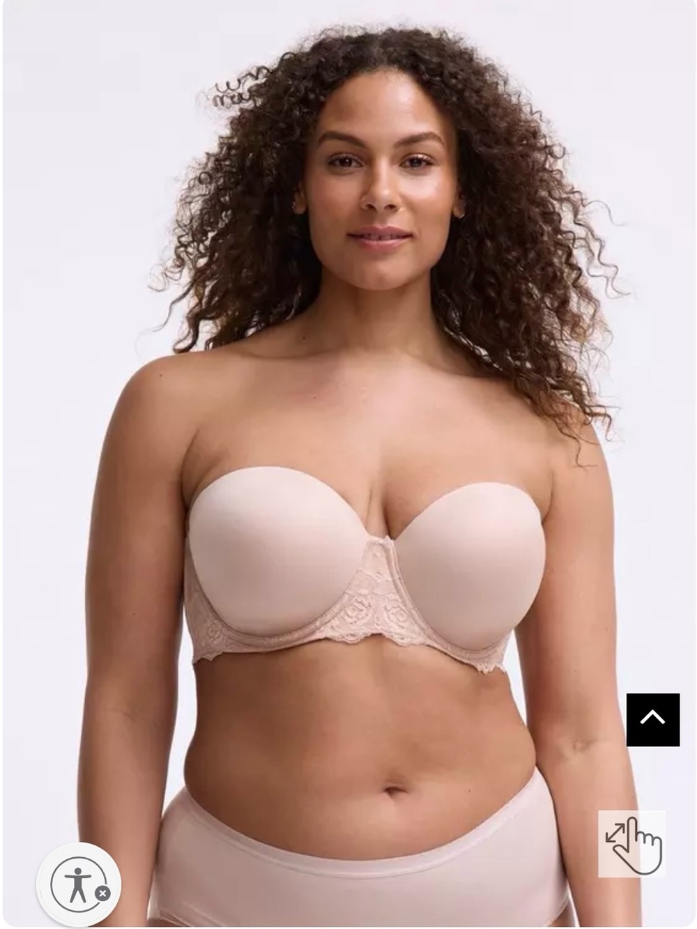 Strapless Lace-Trim Nude Push-Up Bra